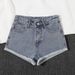 High Waist Rolled Hem Denim Shorts Women Loose Fit Black Gray Wide Leg Summer Shorts_ecoleips.com