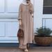 Verve Muslim Women's Clothing Two-Piece Spring Autumn New Sleeve Shirt And Long Pants Set_ecoleips.com