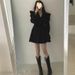 Vintage Autumn Winter Melad Design Lace-up Short Jacket Waist-cinching Irregular Dress Set_ecoleips.com