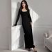 European And American Women's Clothing 2025 Autumn New Fashion Temperament U-neck Long-sleeved Solid Color Fungus Edge Long Dress_ecoleips.com