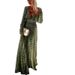 Women's Clothing New Green Gradient Spot Printing Fashionable Temperament Deep V Swing Dress_ecoleips.com
