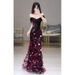 Off The Shoulder Bridal Toast Dress Floral Sequined Ethereal Beauty Mermaid Evening Gown For Engagement Party Hostess Style_ecoleips.com