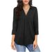 Verve 2025 New Style Elegant Chiffon Women's Button Loose V-neck Three-quarter Sleeve Shirt Top_ecoleips.com