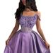 Women's Clothing Purple Beads Sparkling Evening Dress With Straps, Gorgeous Swing, Slimming And Elegant Dress_ecoleips.com