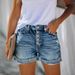 Women's Clothing Popular High Waist Rolled Denim Shorts_ecoleips.com