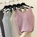 Women’s Clothing Loose Bright Silk Hot Diamond Summer Korean Ice Silk Heavy Knitted Sequined Vest New Style Bottom Outer Wear Sleeveless Top_ecoleips.com