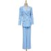 High-End Socialite Lady Suit For Women 2025 Spring Autumn New Style With Rhinestones And Feather Flared Trousers_ecoleips.com