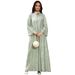 Elegant Middle Eastern Jalabiya Dress With Embroidered Sequins – V-Neck Long Sleeve Maxi Dress For Women | Boho Chic & Modest Fashion_ecoleips.com
