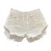 European Style White Denim Shorts For Women, 2026 New Summer Style, Hot Girl Ripped Jeans, Casual And Fashionable Wide Leg A Line Hot Pants_ecoleips.com