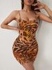 Women Spaghetti Strap Bodycon Mini Dress Leopard Sleeveless Print Sexy Dress Spring Summer Night Out Club Party Fitted Dress_ecoleips.com