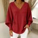 Women's Clothing Oversized V-Neck Sweater For Women – Soft Acrylic Knit (S-4XL, 8 Elegant Colors)_ecoleips.com