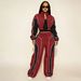 Trendy Color-Block Tracksuit Set For Women – Stylish Zip-Up Top & Drawstring Pants, Comfortable & Fashionable (Red, Gray, Khaki Green)_ecoleips.com