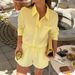 Women's Spring/Summer French Style Fresh Resort Long Sleeve Shirt And Shorts Set European American Fashion Ladies Outfit_ecoleips.com