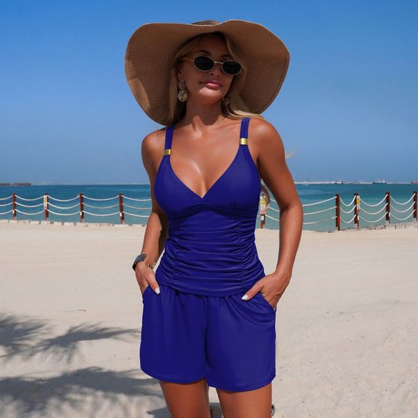 Customizable Women's Tankini Swimsuit Two-Piece Set With Pockets Sexy Vacation Style Polyester Bikini_ecoleips.com