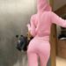 European And American Cross BorderAutumn And Winter Women's Clothing New Fashion Hooded Drawstring Zipper Cardigan Woolen Casual Trousers Suit_ecoleips.com