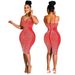sexy suspender slit hip-covering rhinestone dress for women_ecoleips.com