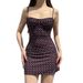 2025 European And American Style Vacation Polka Dot Print Bustier Strap Dress, Waist-cinching Mesh Sexy Low-cut A-line_ecoleips.com