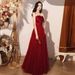 Toast Dress Bride 2025 New Long Wine Red Wedding Evening Dress Sexy Tube Top Atmospheric Satin Slim Female_ecoleips.com
