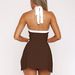 's Best-selling Y2K Women's Clothing: Sexy Halter Neck Dress, Hot Girl Style, Color-blocking, Backless, Slim-fit,_ecoleips.com