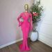 Women's European And American Style Long Dress Mesh Pleated with Spliced Long Sleeves Fashionable Elegant Available Now_ecoleips.com