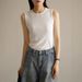Summer Cotton Small Round Neck Camisole For Women, Pure Desire Style, Outer Wear, Wide Shoulder Straps, Conceals Side_ecoleips.com