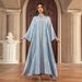 Elegant Middle Eastern Jalabiya Dress With Embroidered Sequins – V-Neck Long Sleeve Maxi Dress For Women | Boho Chic & Modest Fashion_ecoleips.com