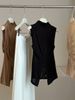 Women's High Neck Sleeveless Knitted Vest Sweet And Spicy Design Unique Hollowed out And Slit Top for Summer_ecoleips.com