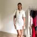 Elegant Knit Short Sleeve Button-Down Dress round Neck A-Line Fit Office Casual Wear Breathable Polyester Blend White Black S M L_ecoleips.com