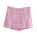 Aria Basics Aria Basics Cross-Border Wholesale Foreign Trade European And American Women's Clothing 2022 Summer Houndstooth Texture High Waist_ecoleips.com