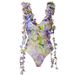 Women's One Piece Swimsuit With 3D Flower Print And Tassel European American Style Clothing_ecoleips.com