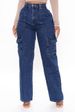 Women's Clothing Women's High Waisted Elastic Waistband Waist Cut Pants Loose Wide Leg Workwear Multi Pocket Jeans_ecoleips.com