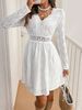 European And American Cross-border 2026 Elegant Women's Solid Color Lace Patchwork Mini Holiday Drs With Scalloped_ecoleips.com