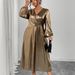 Women's Elegant Lantern Sleeve Dress – High Waist Bodycon Midi Dress For Party & Evening Wear_ecoleips.com