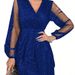 Verve 2025 New Elegant Mesh Gold Sequins Solid Color Three-Quarter Sleeve V-Neck Patchwork Women's Midi Dress_ecoleips.com