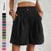 Women's Clothing Elegant Commuter Pants Casual High Waist Wide Leg Shorts_ecoleips.com