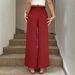 Voya European And American Vacation Wide-leg For Women, Summer Thin Tie-waist Casual Pants,Loose-fitting, Drapey, Nine-inch Straight-leg Pants_ecoleips.com