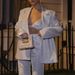 Women’s Clothing Glittery Look Fashion Suits Shiny Suit Jacket Underwear Straight Pants Three Piece Suit_ecoleips.com