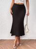 K New Fashionable And Elegant Knitted Elastic Fishtail Skirt, Half Skirt, Long Skirt_ecoleips.com