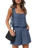 Women's 2 Piece Casual Set Linen Shorts Sleeveless Top And Vest New European And American Style_ecoleips.com