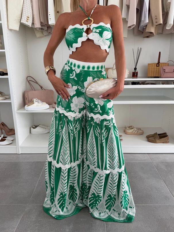 Women's Clothing Casual Fashion Linen Sexy Lace Beach Pants Suit_ecoleips.com