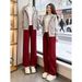 Women's Casual Wide Leg Trousers Hooded Cardigan Two Piece Set Long Sleeved Top Youthful Autumn Wear_ecoleips.com