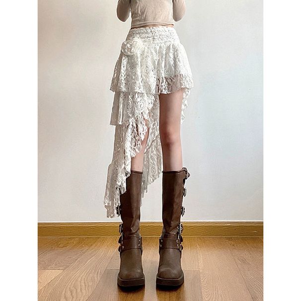 Women's Clothing Skirt Irregular Hollow Design Lace Skirt Holiday Style Skirt_ecoleips.com
