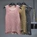 Women's Sparkle Knit Sleeveless Top – Slim Fit Shimmer T-Shirt (Gold/Pink/Black, One Size) | Casual & Party Wear_ecoleips.com