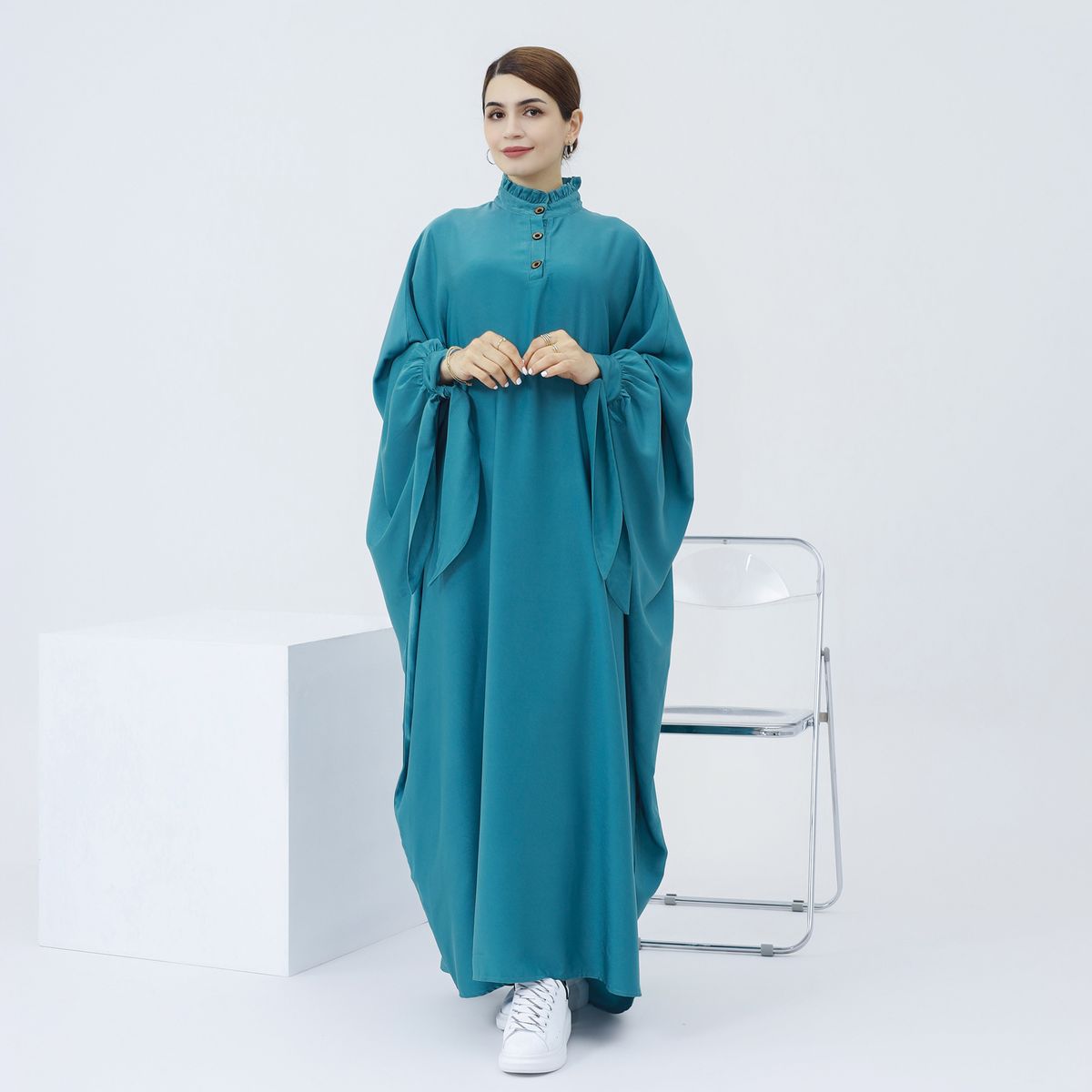 Women's Clothing Long Swing Solid Color Robe Dress_ecoleips.com