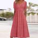 2024 Autumn New Cross-Border European And American Solid Color V-Neck Short Sleeve Unique Dress Women's Fashion_ecoleips.com