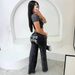 Women's Clothing High Street Hiphop Street Positioning Printing Short Sleeved Top Straight Trousers Suit_ecoleips.com