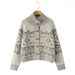 "Elegant Jacquard Knit Cardigan For Women - Soft Loose Fit Long Sleeve Sweater, Versatile Autumn Layering Piece"_ecoleips.com
