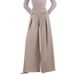 Elegant High-Waisted Wide Leg Pants For Women - Comfortable Office & Casual Stretch Polyester Trousers With Button Detail (Black, Beige, Khaki)_ecoleips.com