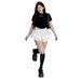 Plus Size Black T-Shirt Top And High Waist Slimming Cake Skirt Set For Slightly Chubby Girls_ecoleips.com
