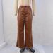 Aria Basics Cross-border Women's Straight-leg European American Leather High-waisted Slimming Retro Long Pants, Loose Wide-leg_ecoleips.com